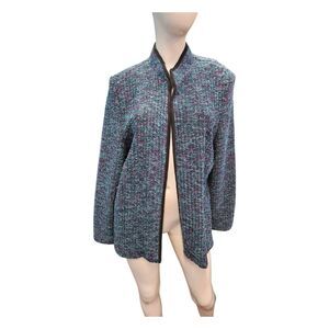 Dressbarn Knit Textured Blazer Womens Size 18 Blue Purple Multicolored